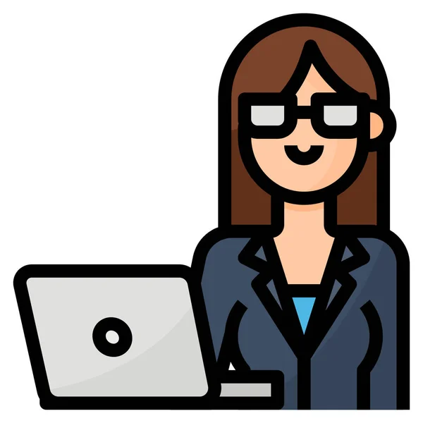 Avatar Business Businesswoman Icon Filled Outline Style — Stockový vektor