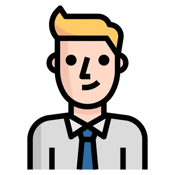 Avatar Business Guy Icon Filled Outline Style — 스톡 벡터