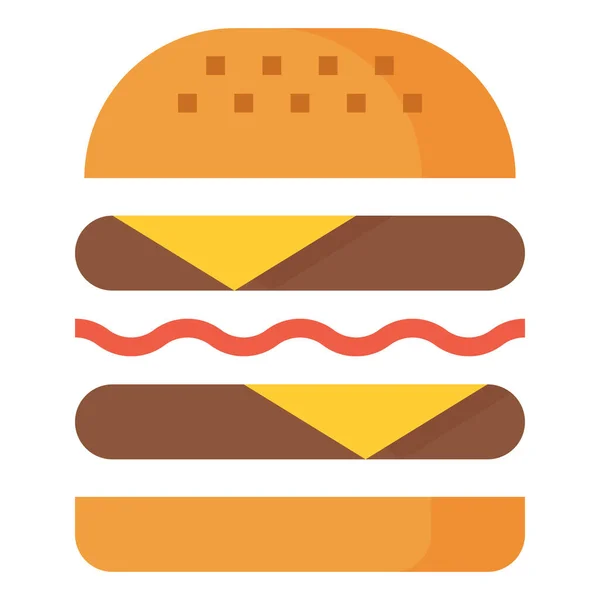 Чизбургер Двойной Быстрый Значок Плоском Стиле — стоковый вектор