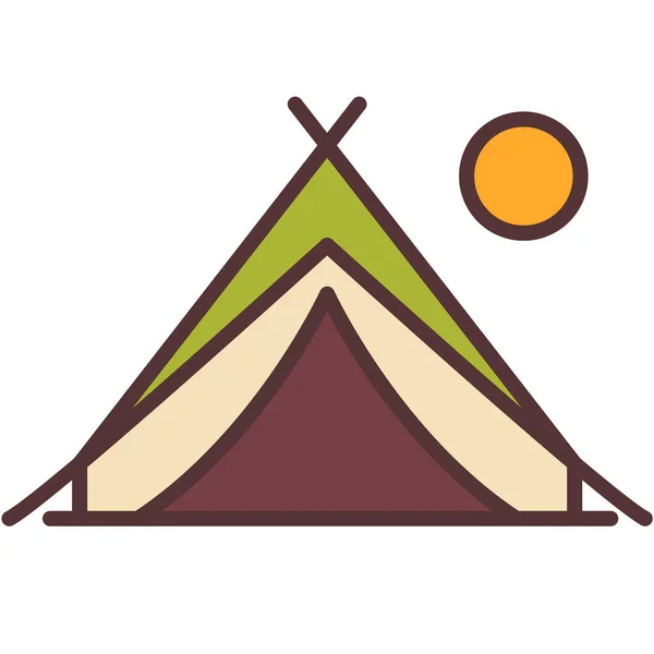 Acampar Icono Luna Camping Estilo Contorno Lleno — Vector de stock