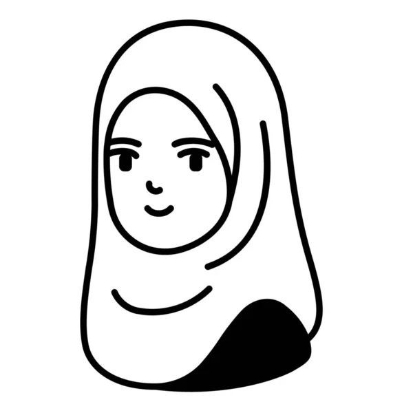 Avatar Fille Hijab Icône Dans Style Solide — Image vectorielle