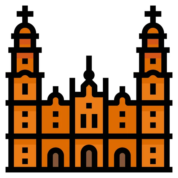 Arkitektoniska Katedralen Landmärke Ikon Fylld Kontur Stil — Stock vektor