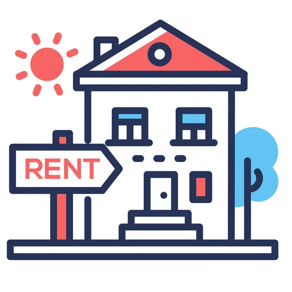 Accomodation House Rent Icon Filled Outline Style — Stock Vector