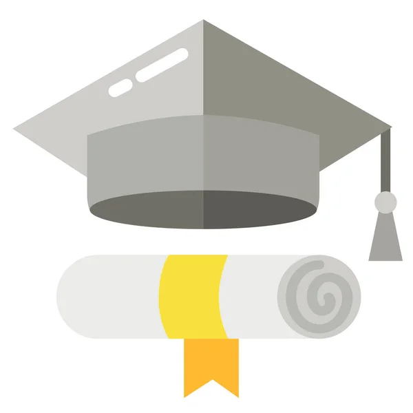 Sombrero Académico Grado Graduación Icono Estilo Plano — Vector de stock