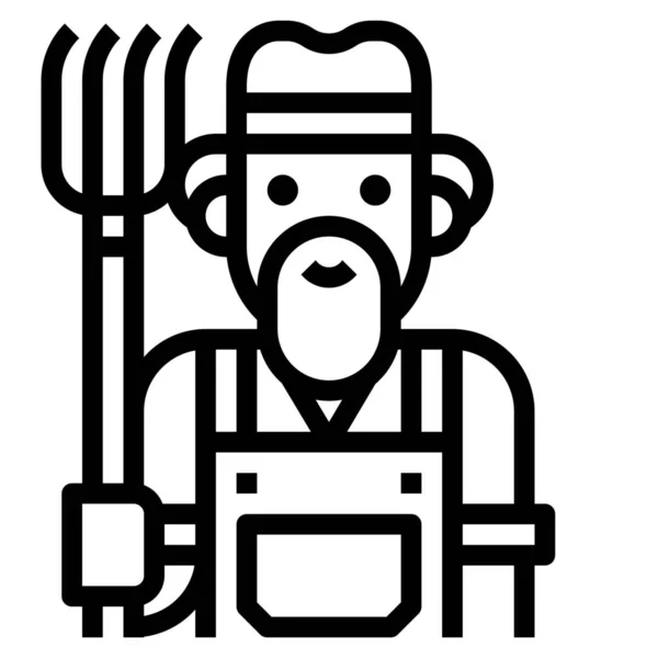 Farmer Job Man Icon Outline Style — Stock Vector