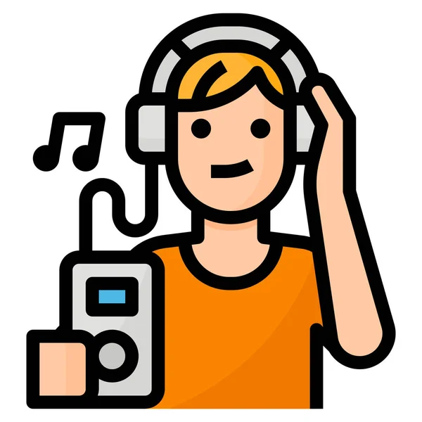 Lifestyle Listening Man Icon Filled Outline Style — Stock Vector