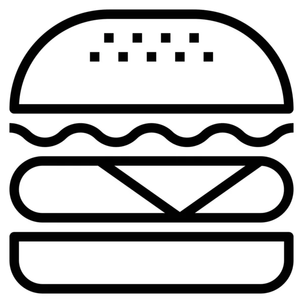 Burger Γρήγορο Φαγητό Εικονίδιο Στο Περίγραμμα Στυλ — Διανυσματικό Αρχείο