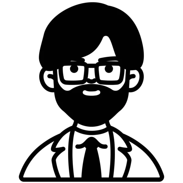 Avatar Médico Gafas Icono — Vector de stock