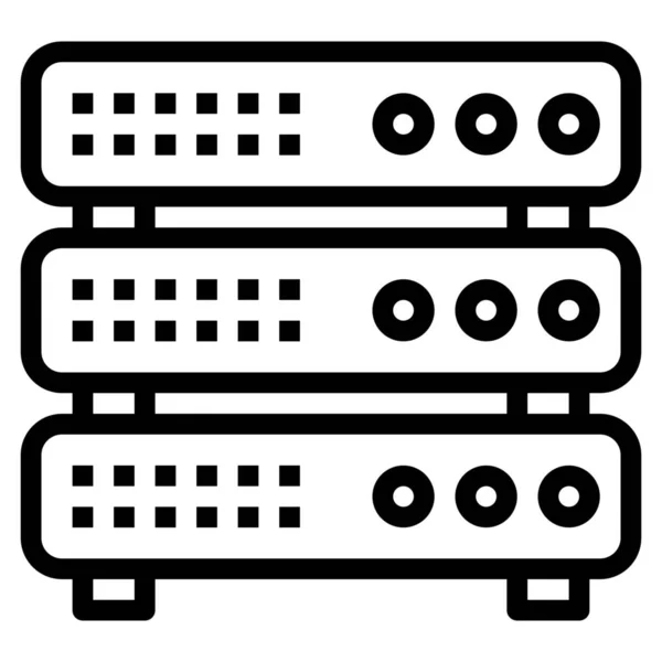 Hosting Icona Rack Mainframe Stile Outline — Vettoriale Stock