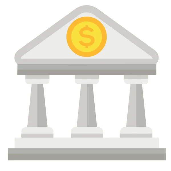 Icono Financiación Edificios Bancarios Estilo Plano — Archivo Imágenes Vectoriales