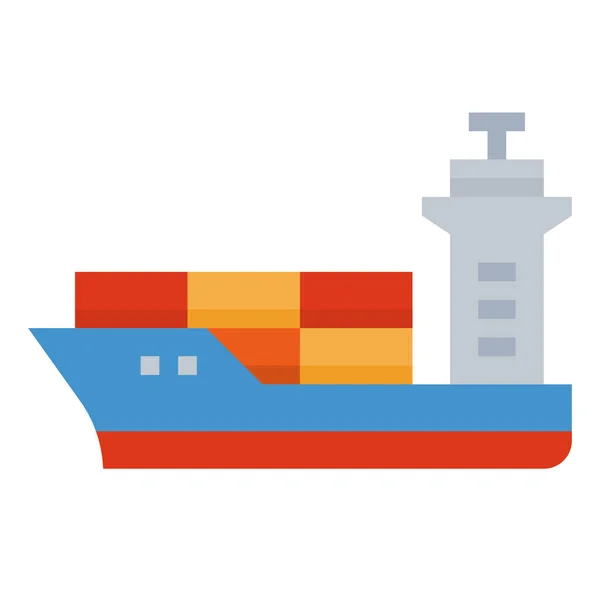 货柜运输图标 平面风格 — 图库矢量图片