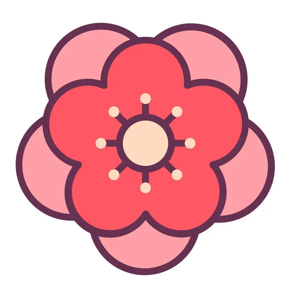Цветение Китайский Цветок Значок Заполненном Стиле Очертания — стоковый вектор