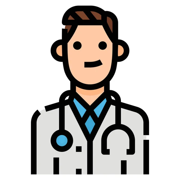 Avatar Lékař Muž Ikona Kategorii Nemocnice Zdravotní Péče — Stockový vektor