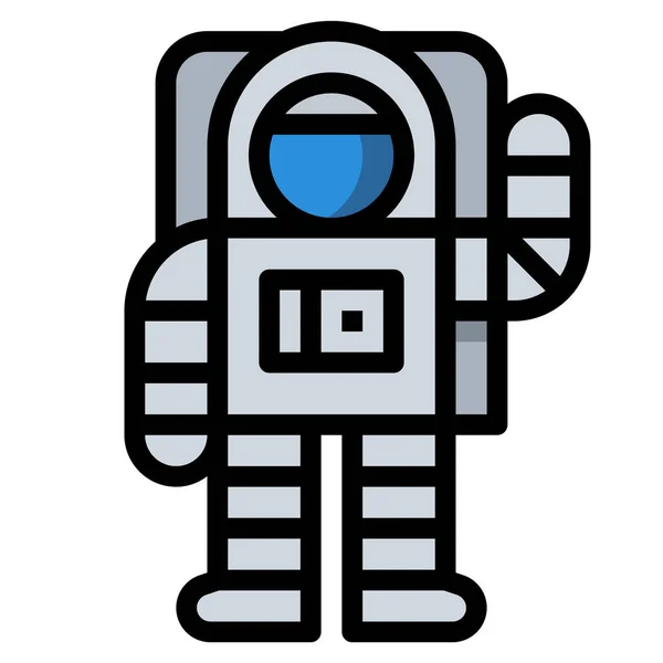 Astronaut Cosmonaut Space Icon Filled Outline Style — Stock Vector