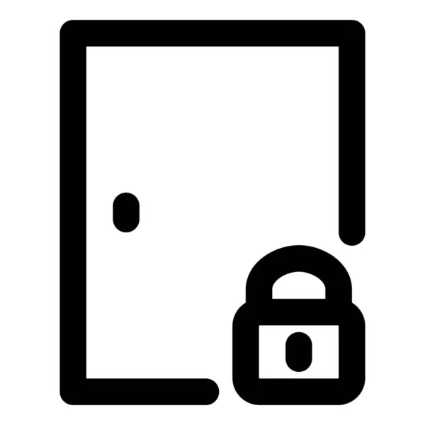 Blokovat Zamčené Dveře Ikona Stylu Osnovy — Stockový vektor