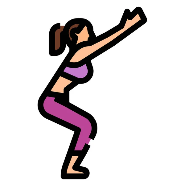 Silla Ejercicio Pose Icono Fitness Yoga Categoría Dieta — Vector de stock