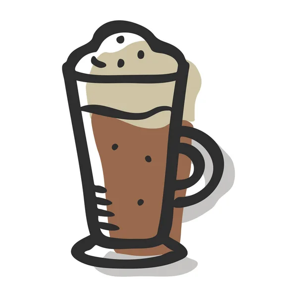 Içecek Cappuccino Kahve Ikonu Doldurulmuş Ana Hatları Tarzında — Stok Vektör