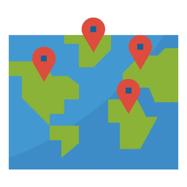 Icône Carte Localisation Destination Style Plat — Image vectorielle