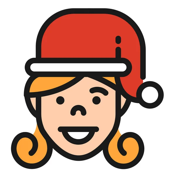 Icono Ayudante Elfo Navidad Estilo Contorno Lleno — Vector de stock