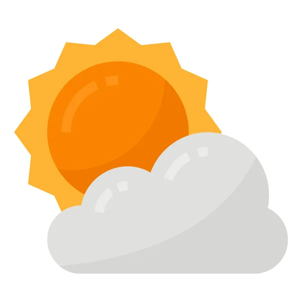 Clima Nube Sol Icono Estilo Plano — Vector de stock