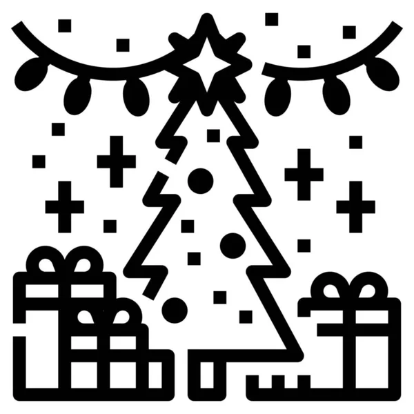 Baum Geschenke Weihnachten Symbol — Stockvektor