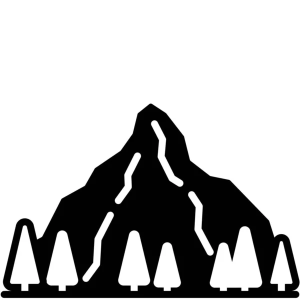 Árboles Montaña Icono Hito — Archivo Imágenes Vectoriales