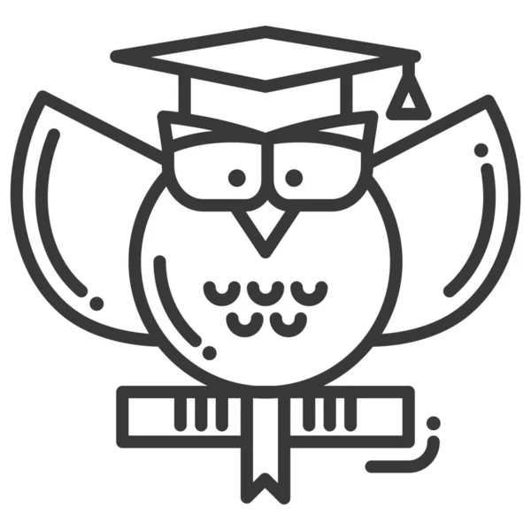 卒業知識フクロウアイコン概要スタイル — ストックベクタ