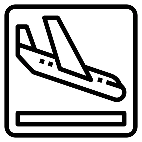 Aeropuerto Llegadas Icono Aterrizaje Estilo Esquema — Vector de stock