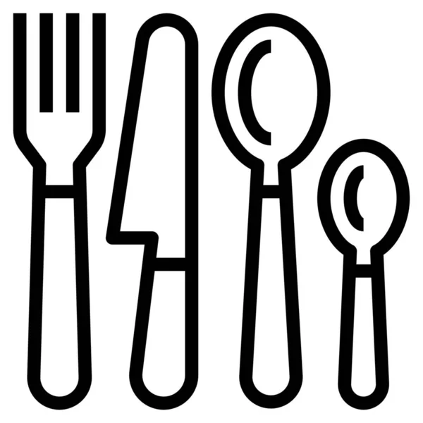 Icône Fourchette Nourriture Couverts Dans Style Contour — Image vectorielle