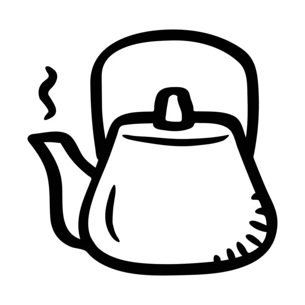 Kávový Hrnec Ikona Ručně Kresleném Stylu — Stockový vektor