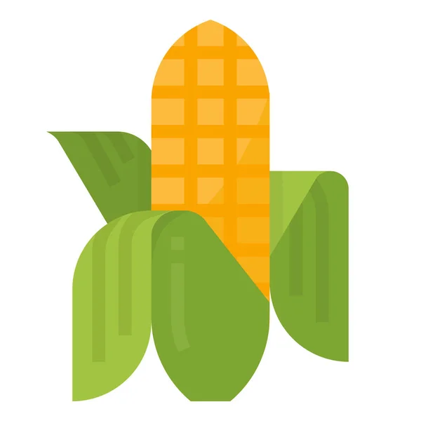 Getreide Mais Lebensmittel Ikone Flachen Stil — Stockvektor