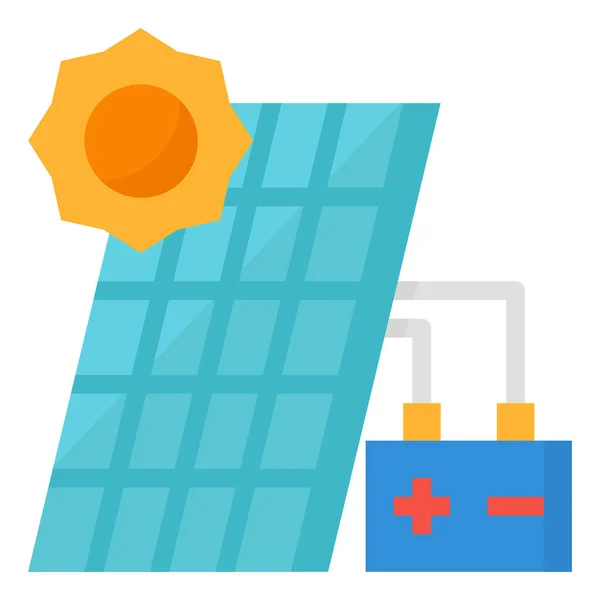 Ikona Energii Słonecznej Ogniwa Stylu Płaskim — Wektor stockowy