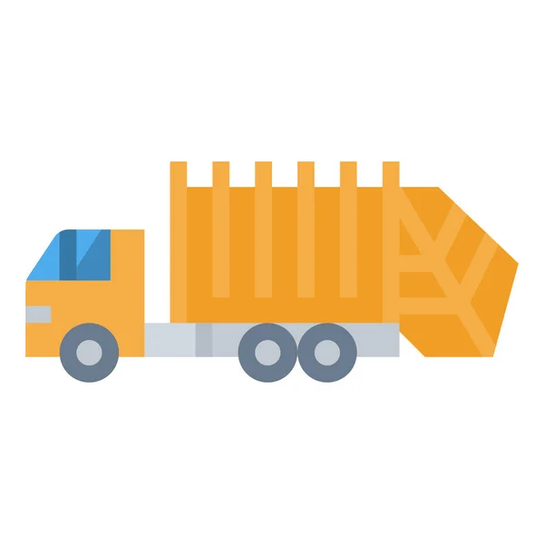Ícone Caminhão Reciclagem Lixo Estilo Plano — Vetor de Stock