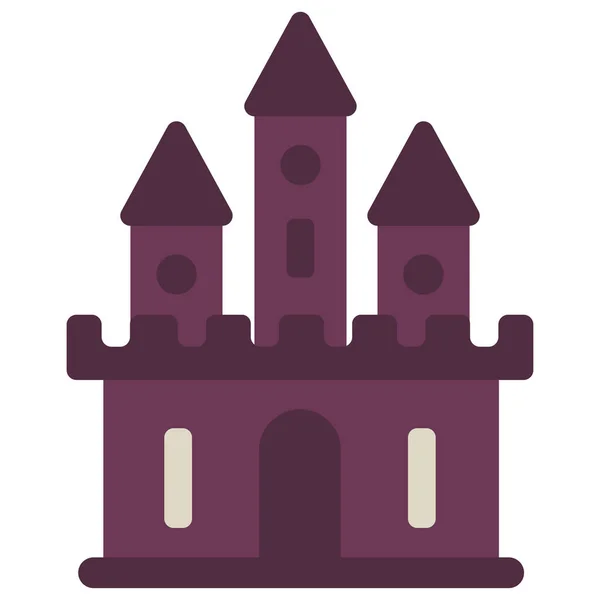 Château Fantôme Halloween Icône Dans Style Plat — Image vectorielle