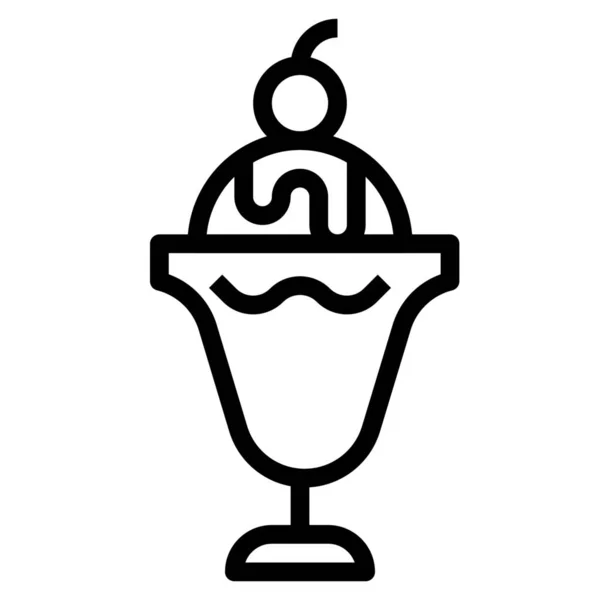 Crème Desserts Icône Glace Dans Style Outline — Image vectorielle