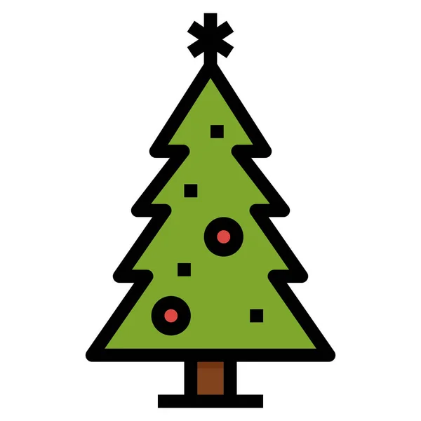 Icono Pino Decoración Navidad Estilo Contorno Lleno — Vector de stock