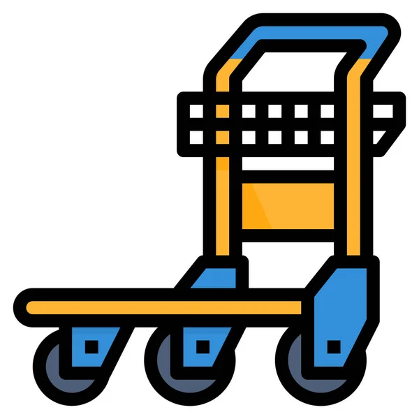 Airport Luggage Trolley Icon Filled Outline Style — Stock Vector