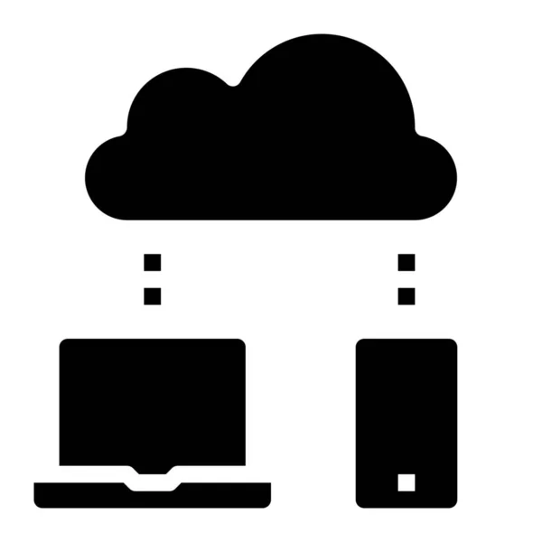 Σύννεφο Εικονίδιο Του Δικτύου Υπολογιστών Στερεό Στυλ — Διανυσματικό Αρχείο