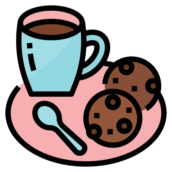 Romper Icono Galleta Café Estilo Contorno Lleno — Vector de stock