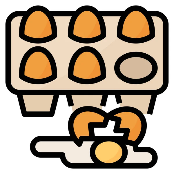 Huevos Icono Salud Alimentaria Estilo Esquema Lleno — Vector de stock