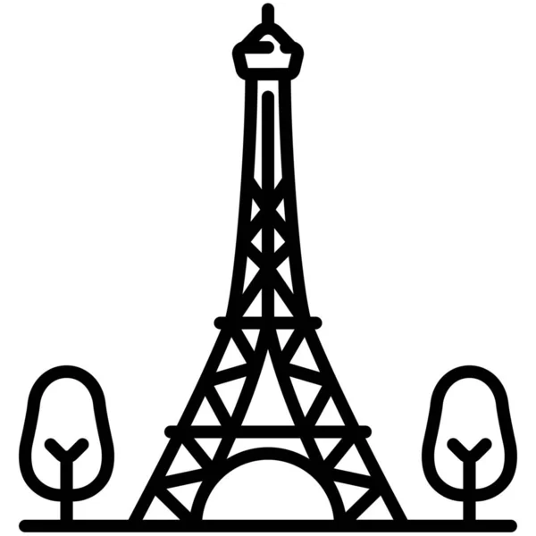 Franciaország Mérföldkő Eiffel Ikon — Stock Vector