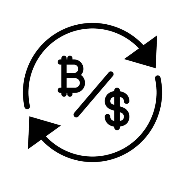 Bitcoin Umwandlung Digitale Währung Symbol Solid Stil — Stockvektor