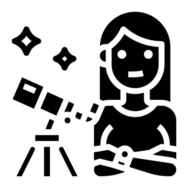 Icono Observador Avatar Astrónomo Estilo Sólido — Vector de stock