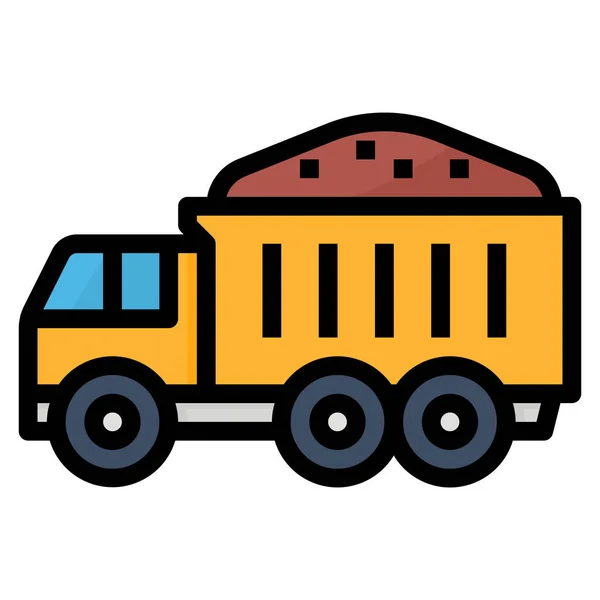 Ikona Transportu Wywrotki Budowlanej Stylu Wypełniony Zarys — Wektor stockowy