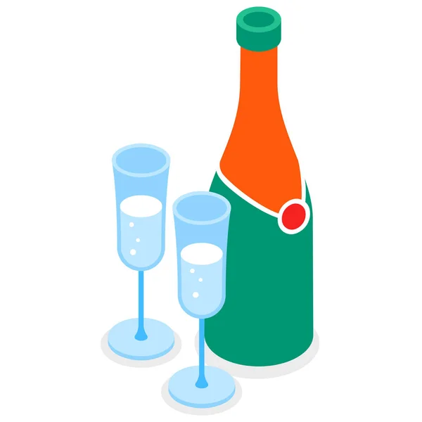 Champagne Glazen Drinken Pictogram — Stockvector