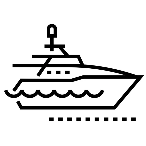 Schiffsschiff Jetboot Ikone Outline Stil — Stockvektor
