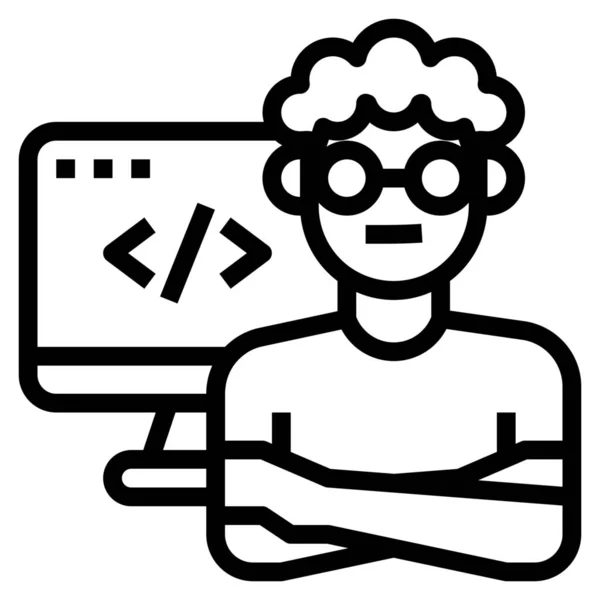 Avatar Bezetting Programmeur Icoon Outline Stijl — Stockvector