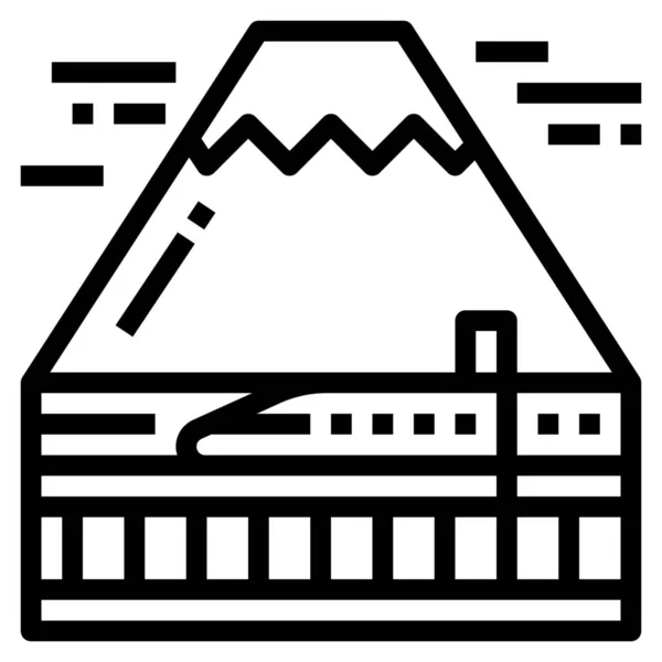 Fuji Hill Japonya Simgesi Taslak Stilinde — Stok Vektör