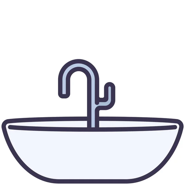 Bathtub Home Sanitary Icon Furniture Home Decorations Category — Stock Vector