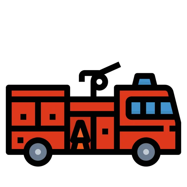 Icono Transporte Incendios Emergencia Estilo Contorno Lleno — Vector de stock